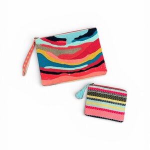 America and Beyond Wave Multi Embellished Pouch Set Wallet Bag